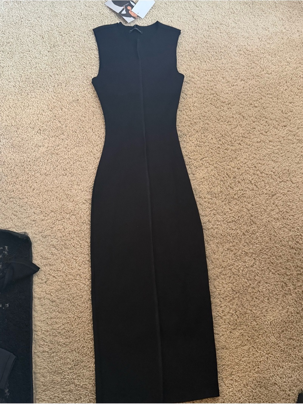 naked wardrobe Black Sleeveless Ribbed Maxi Dress